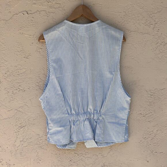 Vintage Koret Embroidered Vest Blue Floral Button Front Size XL - Picture 2 of 4